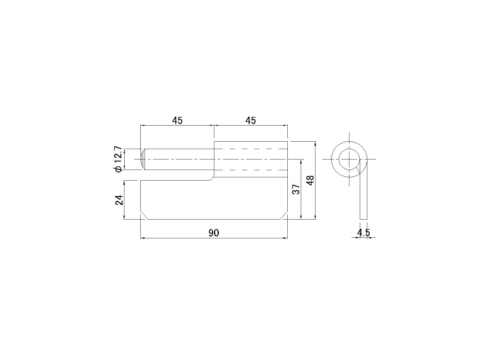 片巻蝶番(ピン付) 12.7mm R