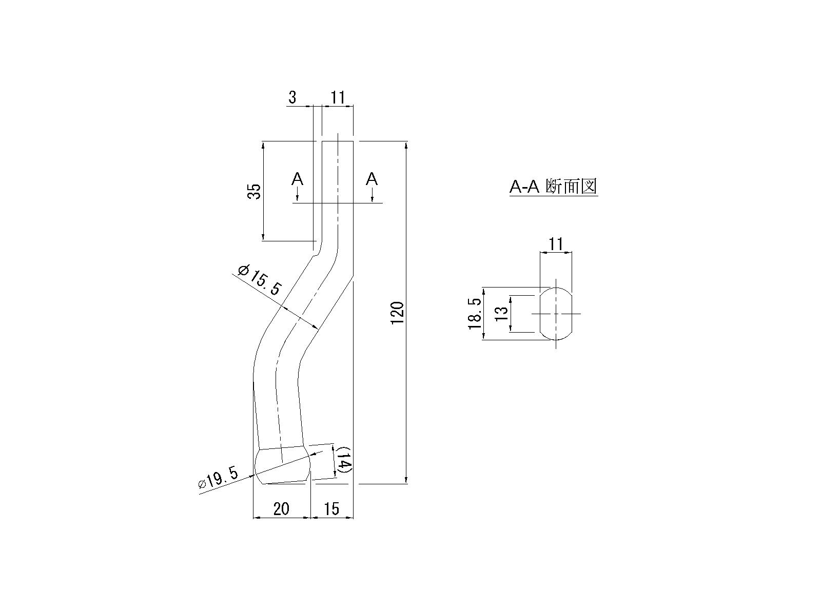 ロープフック N型 15.5mm フェンダー上 大