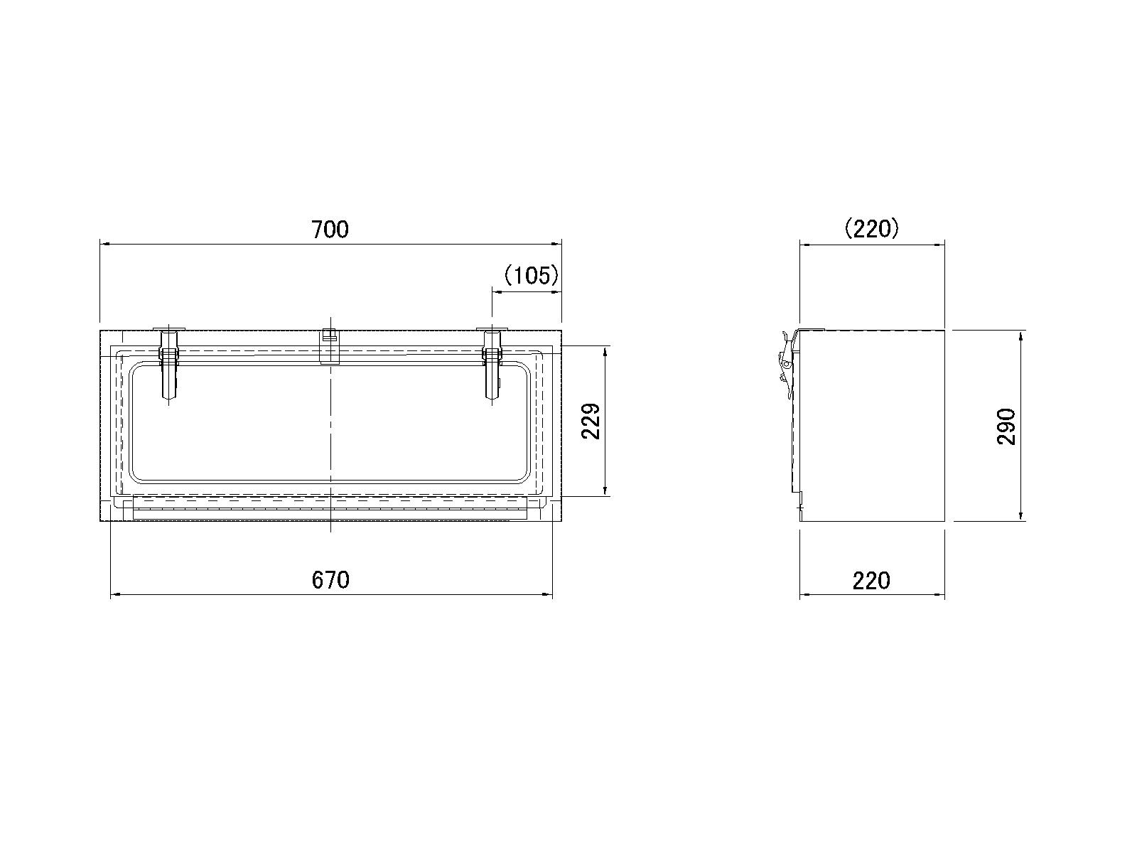 ステンレス工具箱 700×220×290mm HKS-700L SUS304