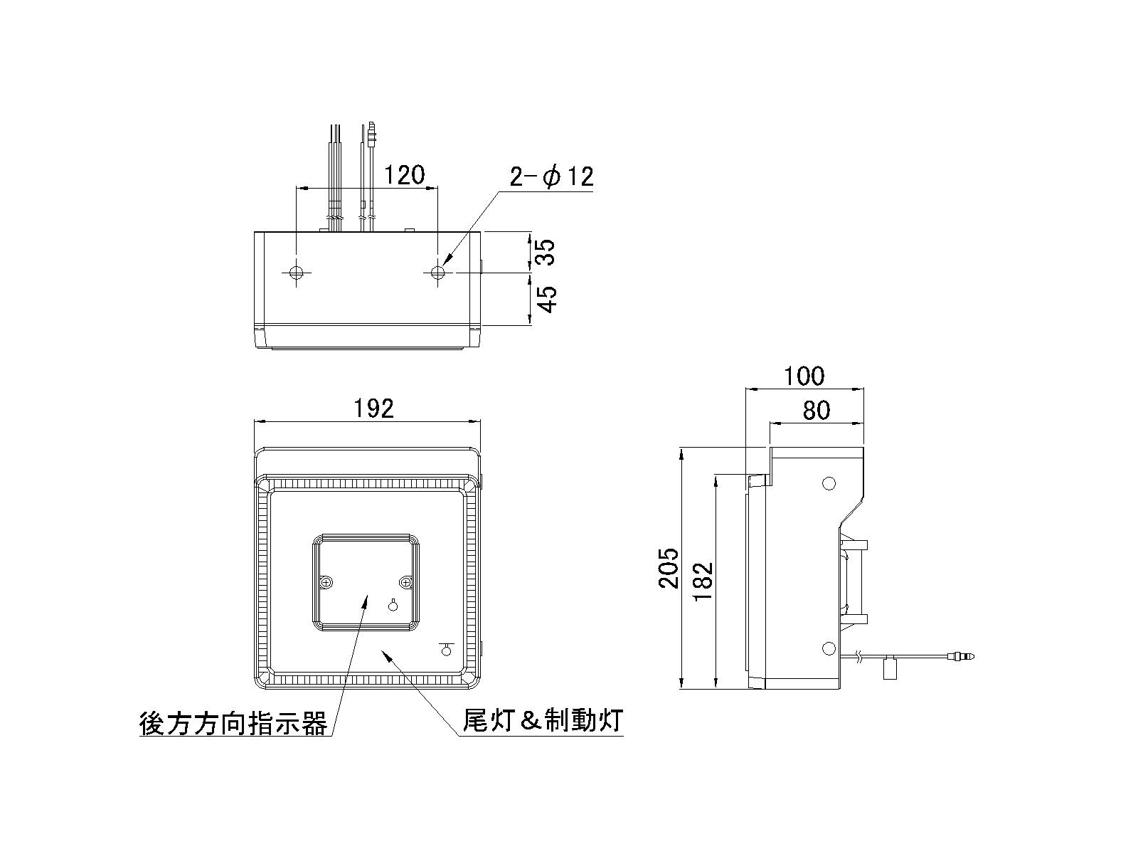 JB 角型LEDテールランプ 単体 赤／橙 補修用