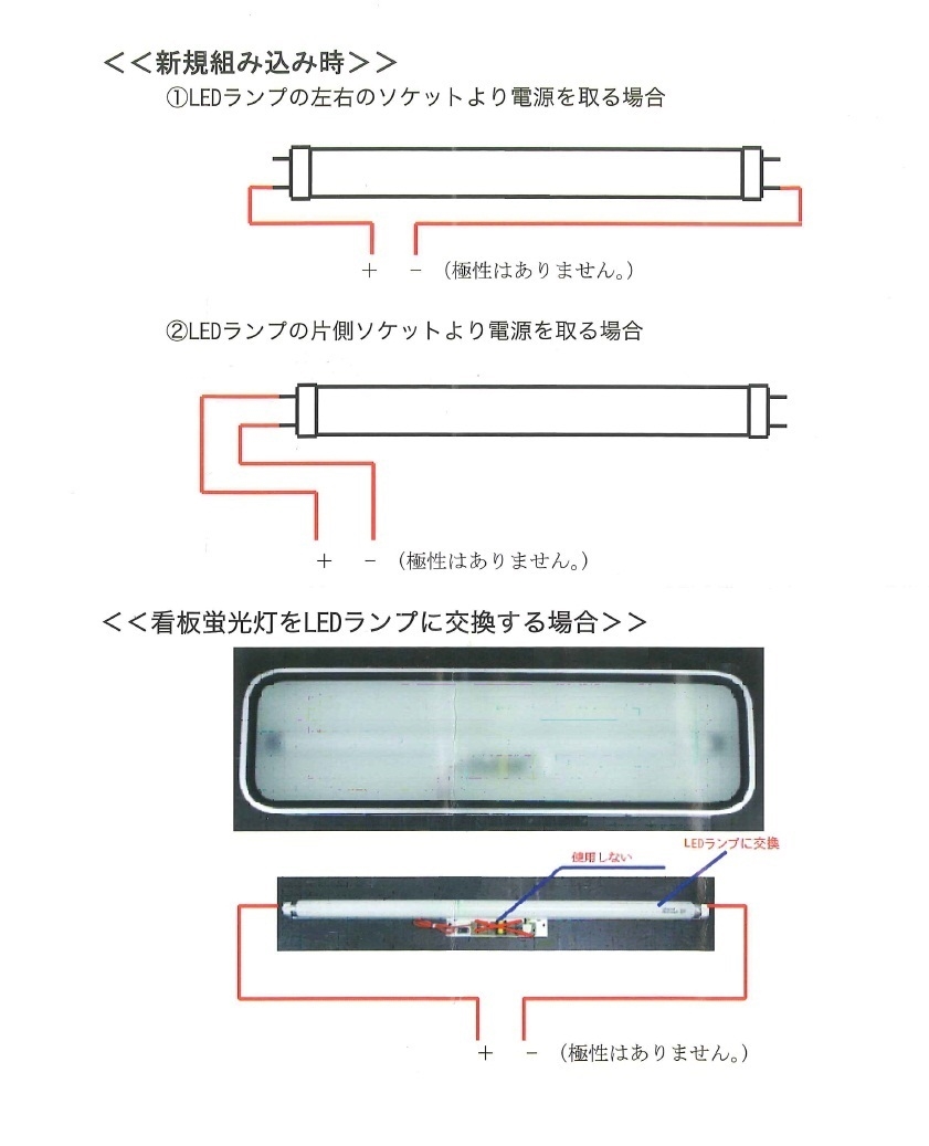 看板灯用LED蛍光管 ベース付 32W形 (12/24V共用)
