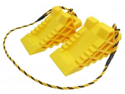 サンコー タイヤストッパー 黄色 PE製 サングリップ ×2個セット ロープ付 ×10セット