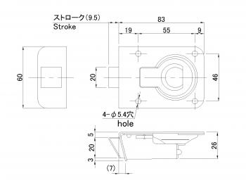 ステンレスタンクローリー錠 C-1844 SUS304 (穴付)