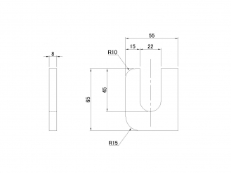 ステンレスアオリ用受金 8×65 L=55 リヤ用 R