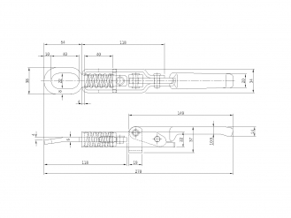 ステンレス新型エビ金ハンドル L=270mm 鍛造ハンドル