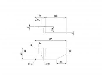 Receiving money for tilt head 9 × 65 pieces R 35 mm step