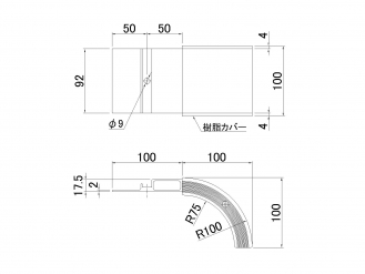 JB アルミサイドバンパー コーナー部 100H (アルミ押出し品)