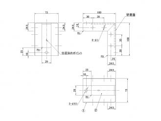 アウトリガー用 JBアルミサイドバンパー70H コーナー金具 B型