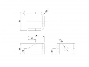 滑り止め金具 コノ字型 20mm