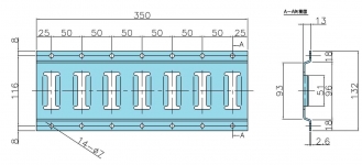 Lashing rail L=350mm (with holes) for gray lashing steps