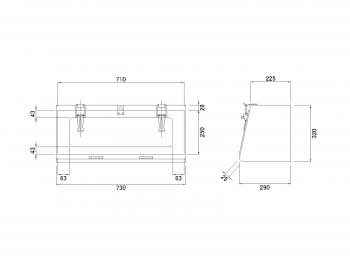 鉄製工具箱 730×290×320mm ボンデ