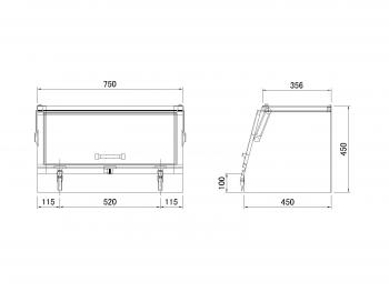ステンレス工具箱 スライドオープン型 750×450×450mm 中間鋼種