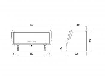 Stainless steel tool box slide open type 750 × 375 × 400mm intermediate steel species