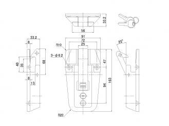 ステンレスハンドルロック 2203 鍵付き (H=37.2mm)