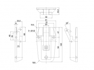 ステンレスハンドルロック 2204 鍵無し (H=37.2mm)