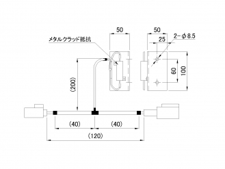 Tycoメタルクラッド LEDナンバーランプ用抵抗器 25W-22Ω 防水コネクタ･アルミステー付 ふそう小型車用