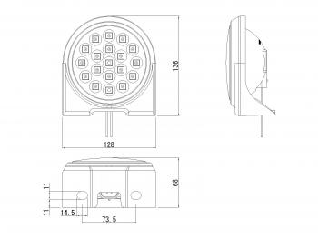 LED丸型後退灯 VS-L141VW+VS-L3D 12/24V共用